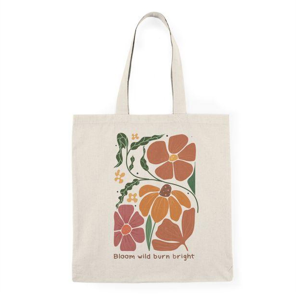 توتي باج - شنطة قماش دك ثقيل Boho Floral Inspiration Quote Tote Bag