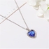 Silver Tone Alloy Rhinestone Created Crystal Gemstone And White Sapphire Wrapped Heart Pendant Necklace Classic Temperament Ocean Heart Necklace Chain Jewelry Gift for Women Girls