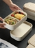 1-Piece 2-Tier Lunch Box With Flatware Plastic Lunch Box For Office And School Wood Grain 21.5x11.5x10 cm