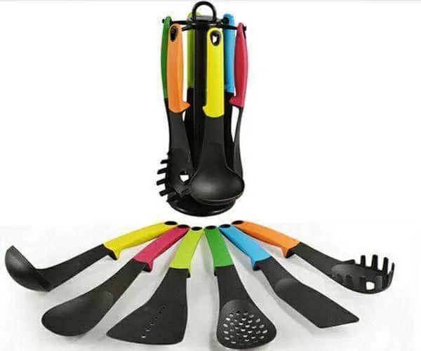 Heavy duty high temperature resistant 200⁰C silicone nonstick spoon set of 6pcs plus stand now Available