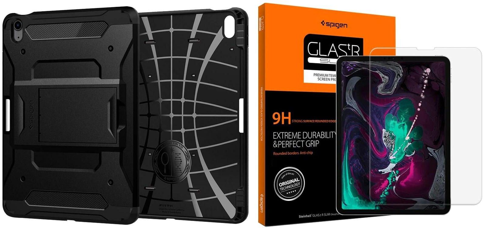 Spigen Tough Armor Pro Case With Kickstand And Glastr Slim Screen Protector For Apple iPad Air