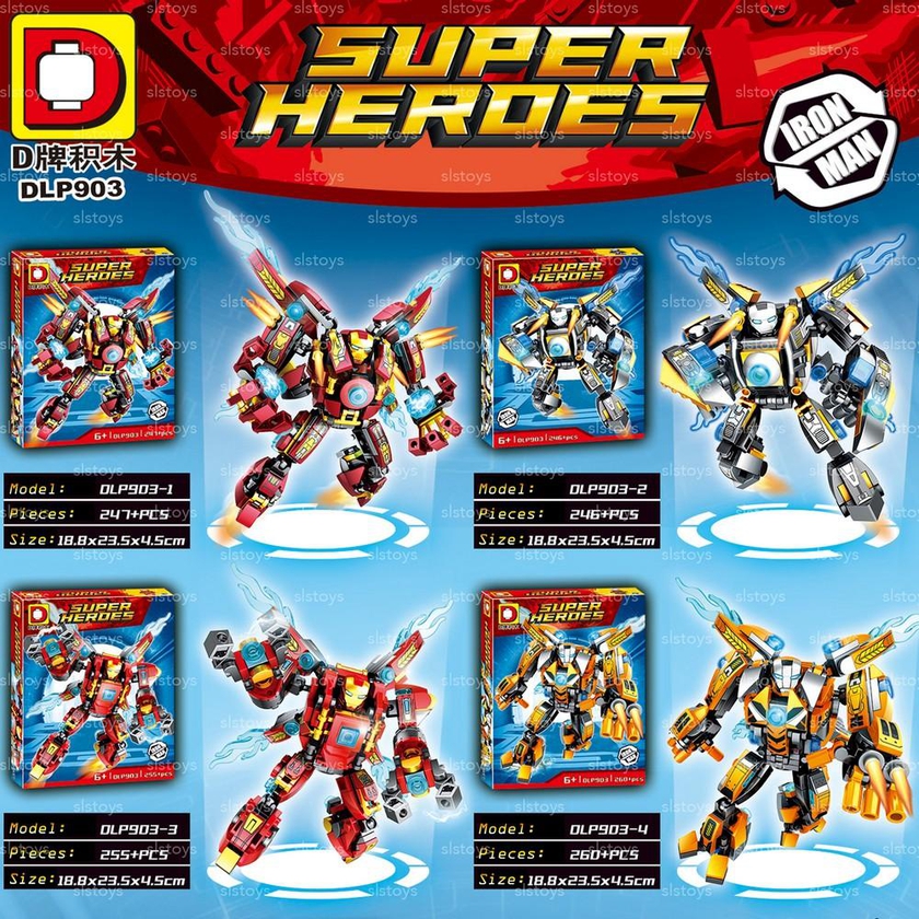 DLP Super Heroes 903 IronM Mech Robot (4-in-1) Combo Set Building Brick