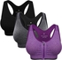 Women's Zip Front Sports Bra Wireless Post-Surgery Bra Active Yoga Sports Bras