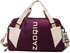 Sports Duffle Bag Shoulder Bag Waterproof Travel Gym Bag Large Capacity (Zaqui-Maroon)