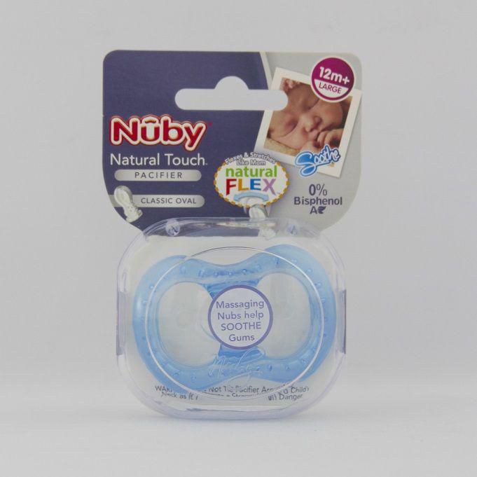 Nuby NT Softees SoftFlex Silicone Oval Pacifier 12 month, Blue_10367542