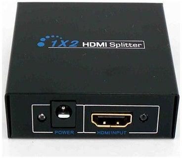 مقسم HDMI ثلاثي الأبعاد 2 في 1 يقسم مدخل HDMI واحد إلى مخرجي HDMI أسود