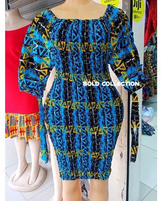 Fashion Stylish Longsleeve Midi Ankara Bodycon Dress(Size 6-10)+FREE GIFT