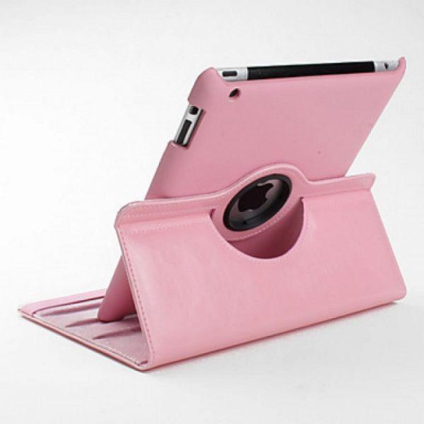 LEATHER 360 DEGREE ROTATING CASE COVER STAND FOR APPLE iPAD AIR 5 LIGHT PINK