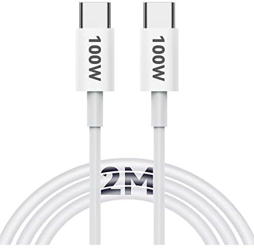 USB C Cable 100W 2M - 5A PD Fast Charging Cable - Type USB C to USB C Charger Cable Compatible with IPad Mini, MacBook Pro/Air, New iPad Pro, Huawei, PS5, Switch, All PD USB C Charger