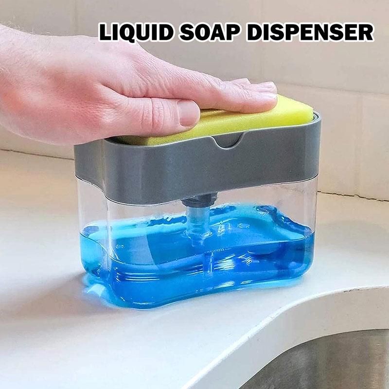 Diswasher Soap Dispenser with Sponge 2 in 1 Dishwash Pump Dispenser Soap