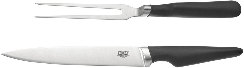 VÖRDA Carving fork and carving knife - black