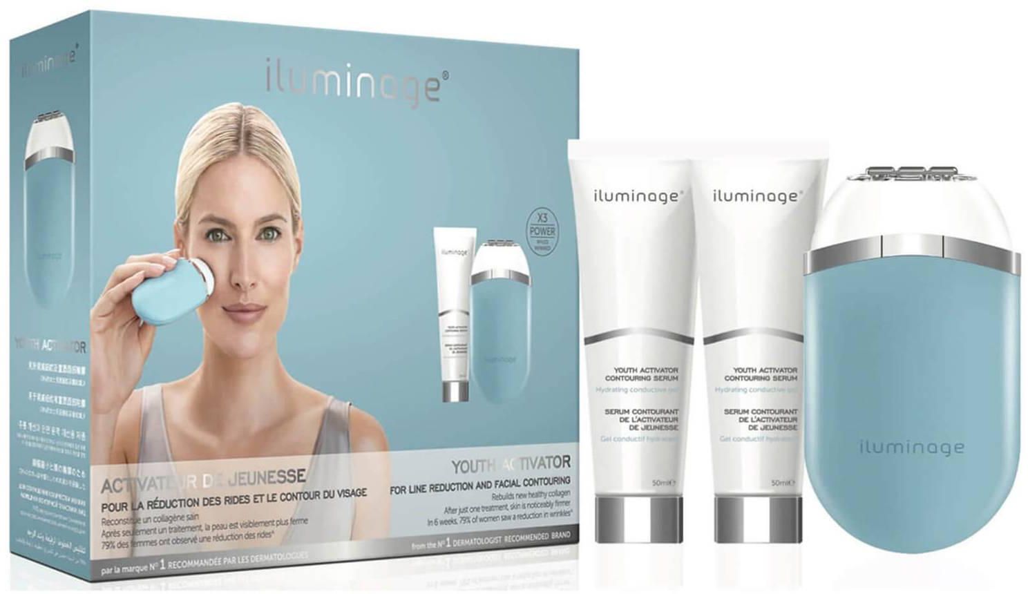 Iluminage Youth Activator Infrared LED Radio Frequency Anti-Aging Device and 2 Youth Activator Serums (1 kit)