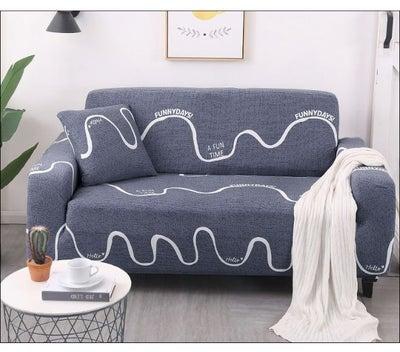 Striped Pattern Anti-Slip Sofa Cover Blue/White