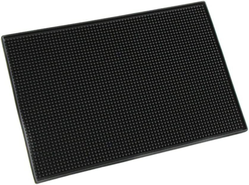 TOPBATHY Silicone Cup Mat Bar Service Mat Heavy Duty Non Slip Bar Mat Large Square Drink Coasters Leakproof for Bar Kitchen Beverages Black
