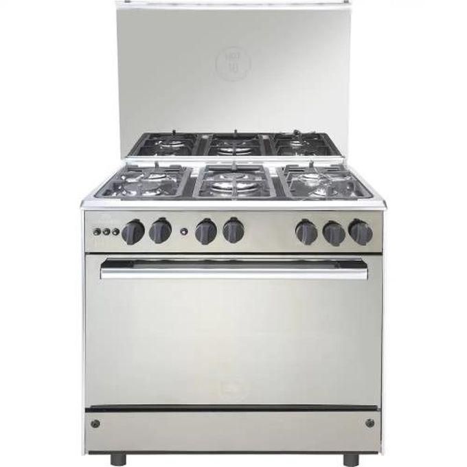 Unionaire C68SS-GC-447-ISOF-2W-M14-AL Free Standing Half Safety Gas Cooker - 80×60 cm – 5 Burners – Silver & Black
