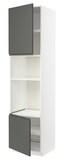 METOD Hi cb f oven/micro w 2 drs/shelves, white/Voxtorp dark grey, 60x60x240 cm - IKEA