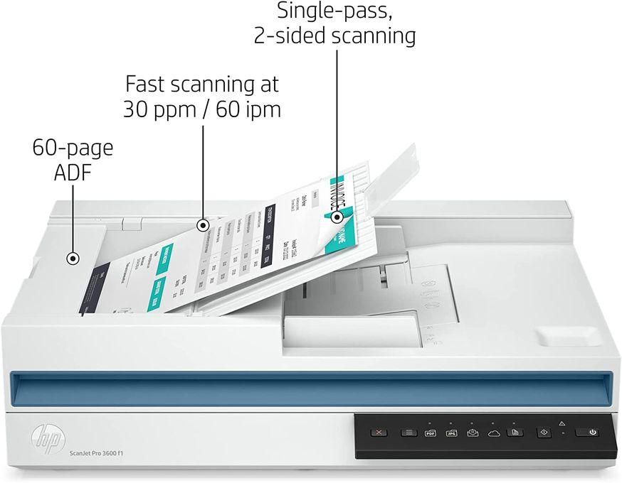 Hp ScanJet Pro 3600 F1, Fast 2-Sided Scanning And Auto Document Feeder