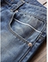 Fashion Zipper Fly Straight Leg Bleached Effect Distressed Jeans - DENIM BLUE