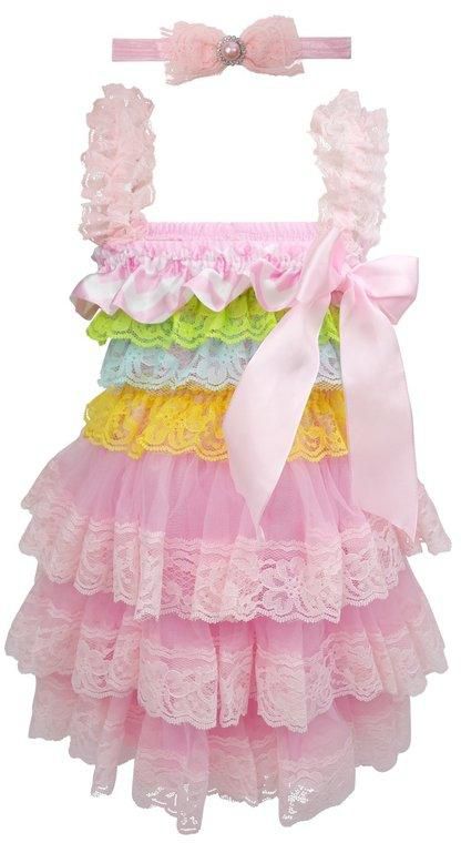 Tiny Bibiya Baby Lace Petti Dress Tutu Clothing (Little Rainbow)