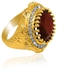 Anna Bella Women's Yellow Gold Plated with Red & White Crystal Ring - Size 17