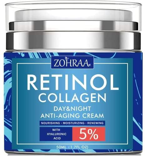 Retinol Cream for Face - Facial Moisturizer with Collagen Cream and Hyaluronic Acid, Anti-Wrinkle Reduce Fine Lines with Vitamin C+E Natural-Ingredient Day and Night Anti-Aging Cream For Women and Men