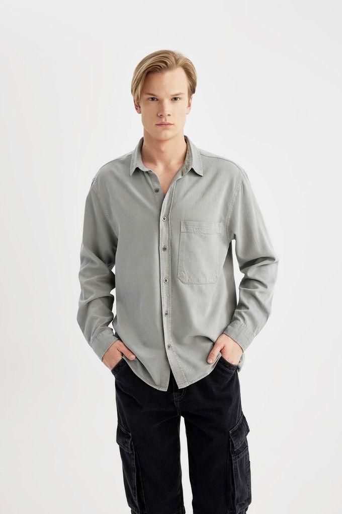 Defacto Man Oversize Fit Woven Long Sleeve Shirt