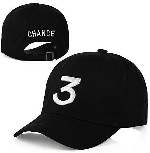 BlueLife Chance 3 Embroidery Hip Hop Cap Rapper Baseball Hat For Men/Women -Black