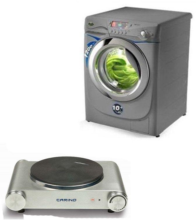 Kiriazi KW 1210S Front Loading Washing Machine - 10 Kg+ Free Carino TJ-ES3101W Single Hot Plate - 1500 Watt