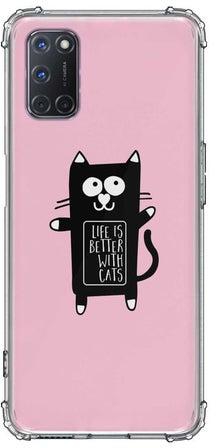 Classic Clear Series Case Cover For Oppo A92 Life Is Better With Cats