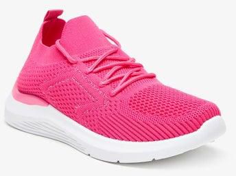 Textured Running Shoes with Lace Up Closure Pink