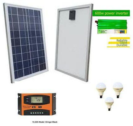 Solarmax Solar Panel 150watts ,charger controller, 600watt inverter,3LED bulbs