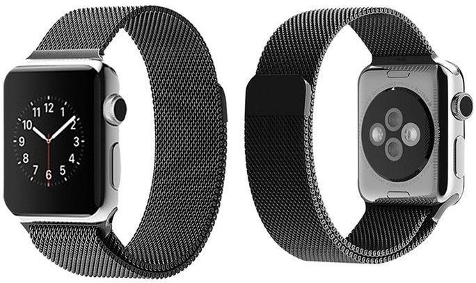 For Apple Watch 38mm - Magnetic Milanese Loop Stainless Steel Band For Apple iWatch 38mm - Black