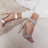Fashion New Women Shoes Rhinestone Suede Ultra-High Thin Heels. Apricot