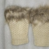 Fingerless Fur Warm Wrist Wool Gloves Luxury Fur Hand Warmer-Beige