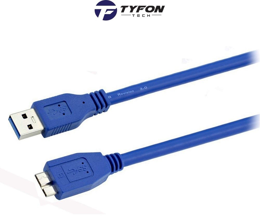 Tyfontech USB 3.0 A to Micro B Cable for External Hard Drive 50cm (Blue)