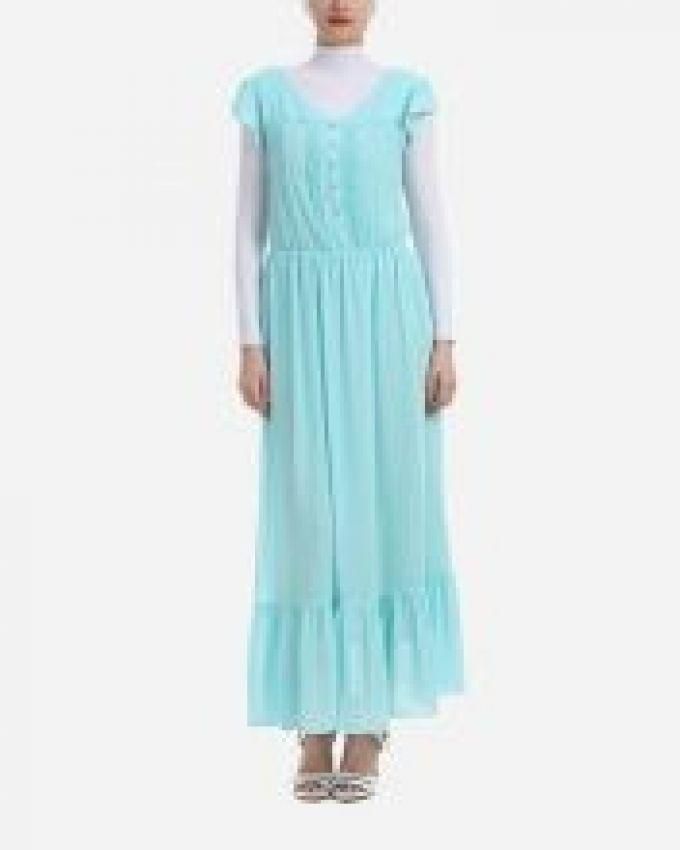 M.Sou Flowy Cap Sleeves Dress - Aqua