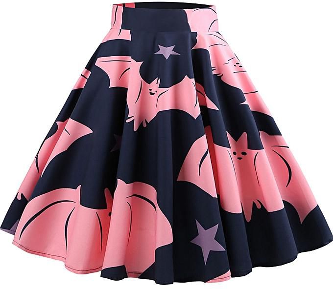 NREALY New Womens Casual Retro Halloween Printing Evening Party Skirt Swing Skirts