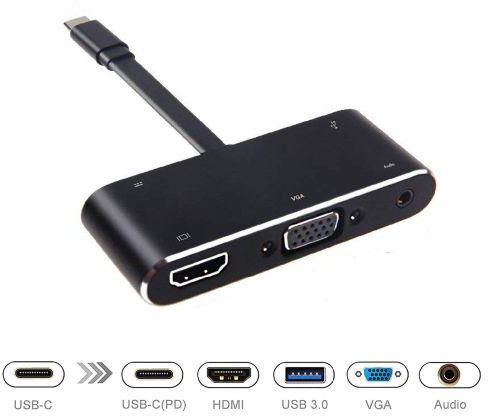 Generic USB C HDMI VGA adapter usb c hub to usb3.0 usbc charge 3.5mm aux jack cable Multiport converter for Macbook pro dell huawei p20 FEICEN