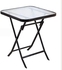 Yulan Iron Retro Outdoor Indoor Simple Folding Table Small Tempered Corrugated Glass, Transparent Ripple, Square, 629