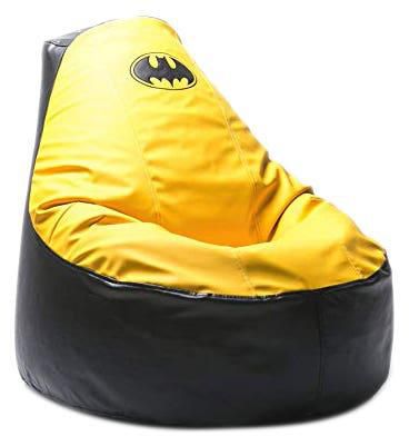 Get Leather Bean Bag, 90×90×95 cm - Black Yellow with best offers | Raneen.com