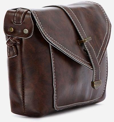 Style Europe Stitched Cross Bag - Dark Brown