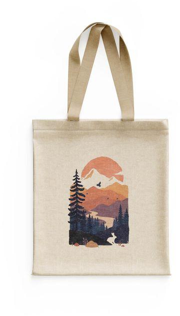 Tote Bag With Zipper And 2 Inner Pockets ID T20 (Sunset Panel)