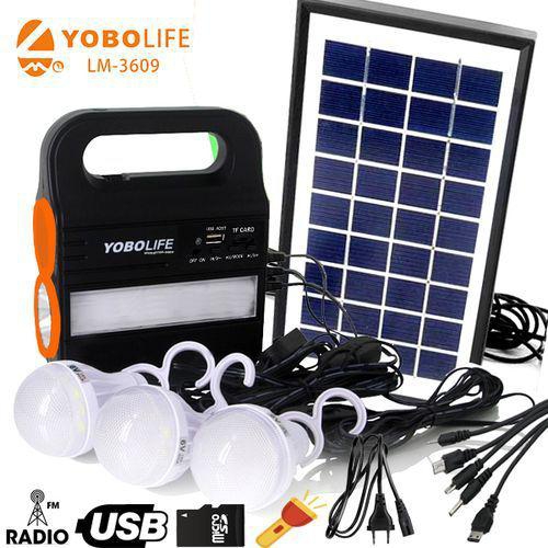 YOBOLIFE STRONG SOLAR KIT WITH TOURCH, FM, TF SLOT + 3 BULBS