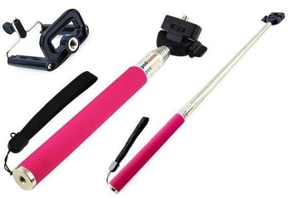 Extendable Handheld Stick Selfie Monopod For Iphone Samsung HTC Phone Camera Pink