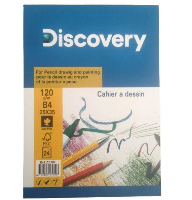 Discovery Drawing Sketchbook 120 Gr / M 25 * 35 CM (24 Sheets - White)