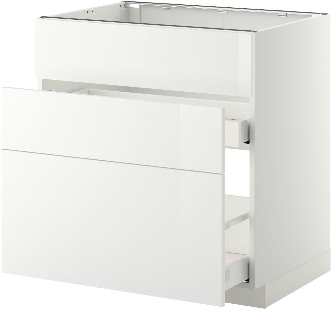METOD / MAXIMERA Base cab f sink+3 fronts/2 drawers - white/Ringhult white 80x60 cm