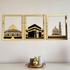 iwa concept Masjid Al Aqsa, Masjid Al-Haram & Masjid An-Nabawi Islamic Wall Art | Wooden Acrylic Kaaba Wall Decor | Ramadan Decoration | Muslim Gift | (Large, Gold | All Three)