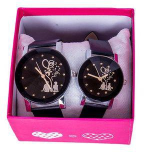 Fashion A Pair of Couples Wrist Watch Leather - FREE Gift Box