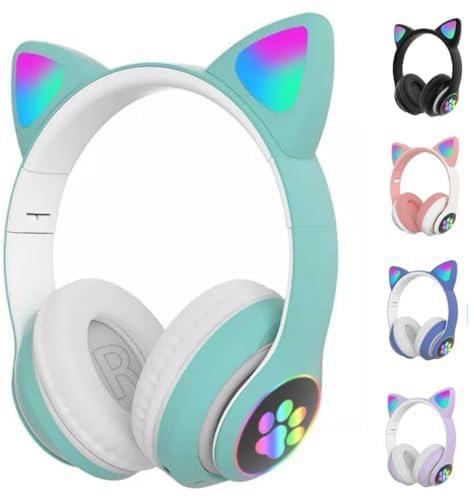 Kids Kids Cat Ear Music Wireless Colorful Kitten Bluetooth Led Headset (Green)