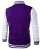 Fashion Men Stand Collar Striped Color Block Baseball Jacket - Purple